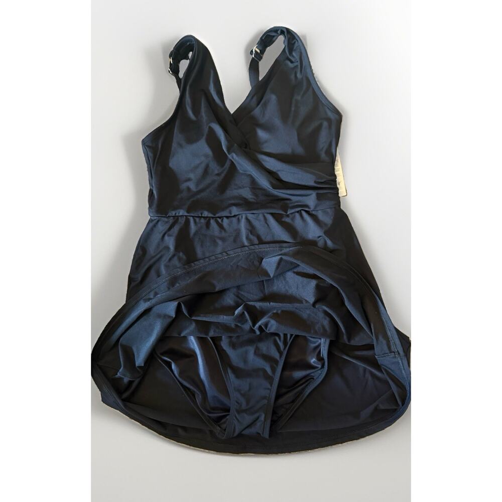 LANDS END Black Tummy Control Slimming Swim Dress Swimsuit One piece Women's 10D - Picture 3 of 7